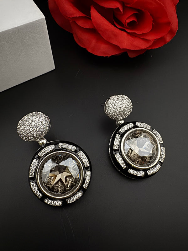 Premium Crystal, Enamel and Cubic Zirconia in Nano Setting designer Statement drop earrings/chic, Indian, Bridal, Bridesmaid gift, unique