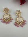 Enamel and Gold Kundan Chandelier Long Earrings, High shine Bridal Moissanite CZ, Designer Earrings