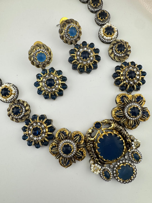 Pearl, CZ,Stones Sabyasachi inspired necklace set, Indian Bridal Jewelry set