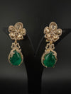 Green and Gold Kundan, Doublet Stone Chandelier Drop Earrings, Bridal, Moissanite, CZ, Designer jewelry