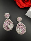 Premium Nano Setting of Cubic Zirconia in silver is designer Inspired Statement Drop Dangle earring/Unique Indian, Bridal, bridesmaid gift
