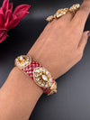 Pchhi Kundan, Moissanite Kundan, CZ Openable Broad Bracelet Bangle, Gold Polish (Fits 2.6" wrists) (Copy)