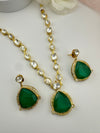 Kundan, Polki, CZ, Doublet Stones Golden necklace set, kundan haar, everyday wear jewelry