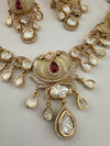 Kundan, Moissanite, MOP, CZ Flexible Gold necklace set, Indian Bridal Jewelry