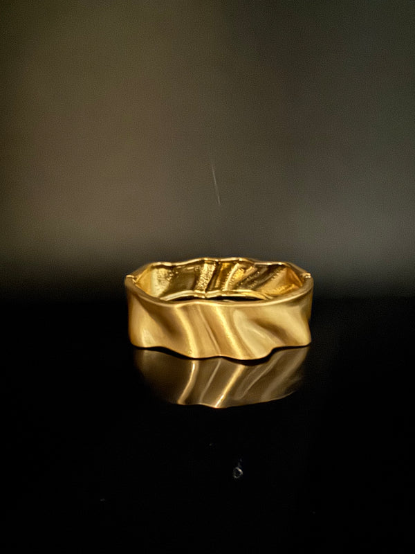 Brushed finished Gold Chunky Cuff Bracelet Bangle, Anti Tarnish, fits sizes upto 2.6"