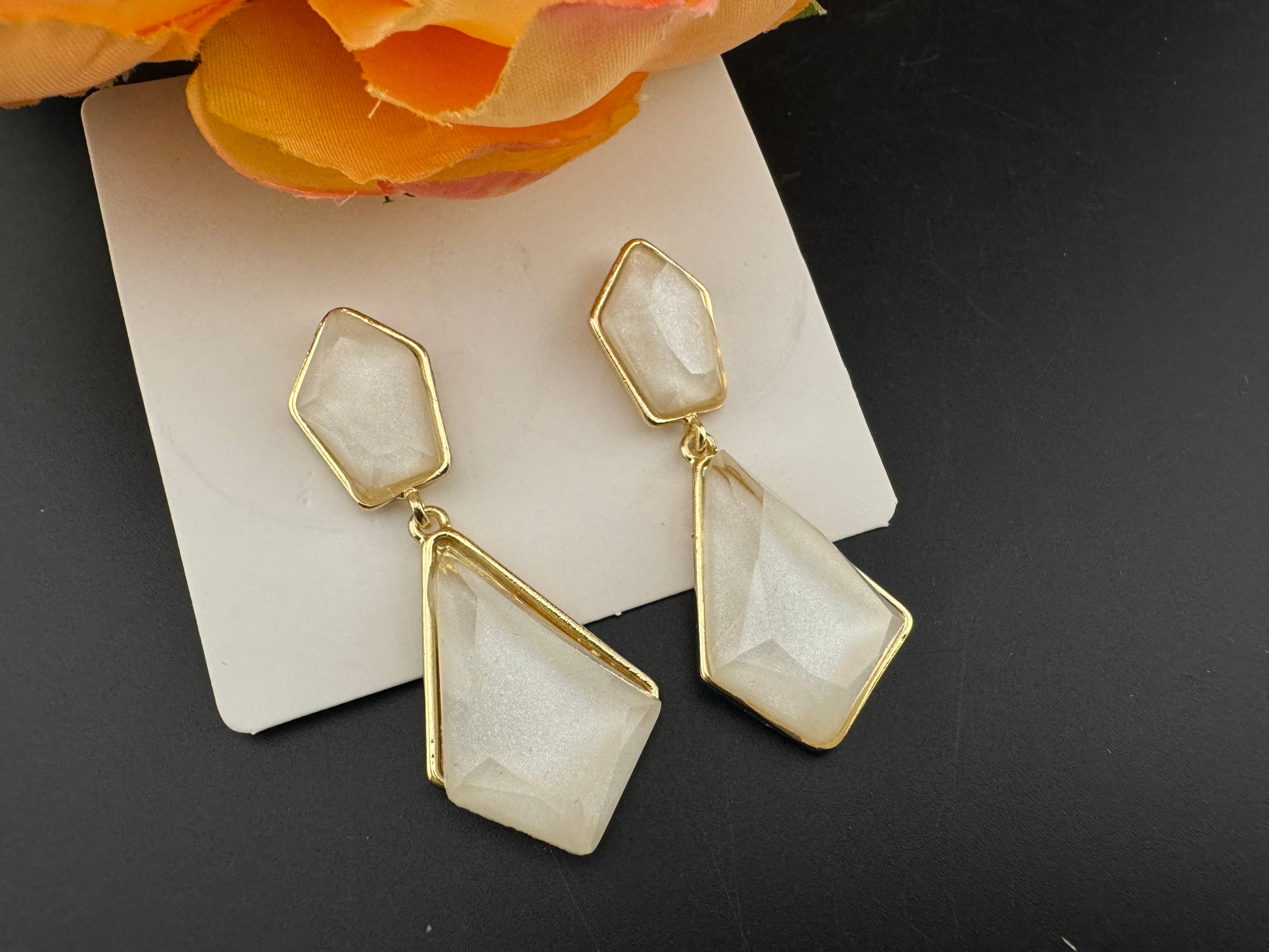 High Quality Premium Enamel and gold Designer Drop Earrings