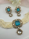 Hydro beads, CZ, Doublet Stones Choker necklace set, Indian Bridal Jewelry, chic set