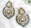 Amrapali inspired, Matt Gold with uncut kundan and CZ chandbali earrings