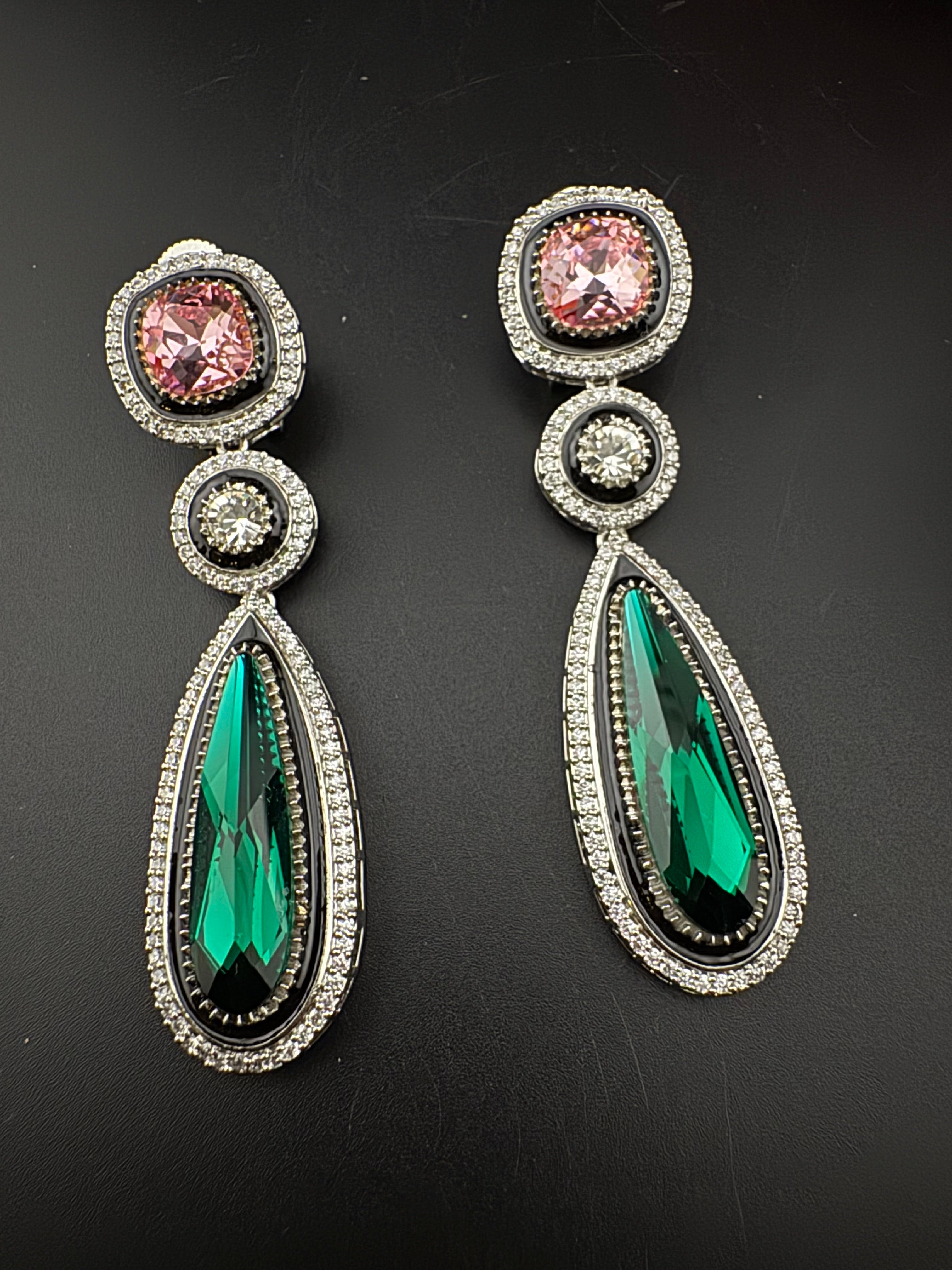 Premium cubic zirconia Crystal Long Drop Swarovski inspired designer Dangle Earrings/Indian earring/Bridal, Bridesmaid Gift