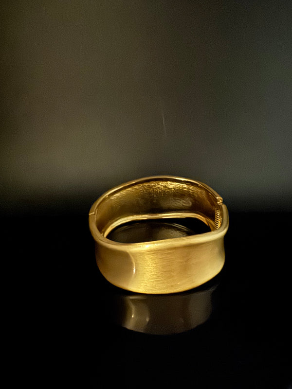 Brushed finished Gold Chunky Cuff Bracelet Bangle, Anti Tarnish, fits sizes upto 2.6"