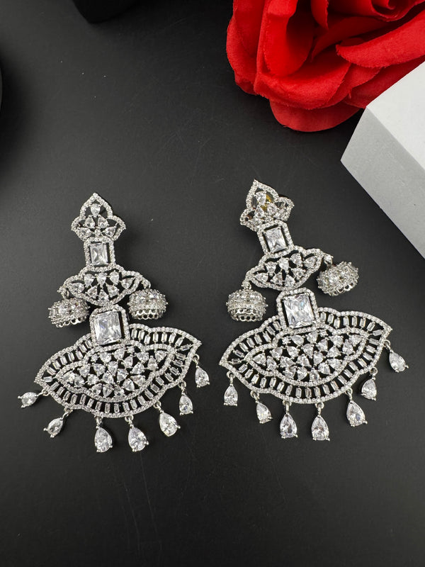 Premium Cubic Zirconia Chandelier Oversized earrings is designer Inspired, Statement Long earring, Bridal, Party, Wedding jewelry,