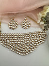 Kundan, Moissanite, CZFlexible Gold Bridal necklace set, Indian Bridal Jewelry