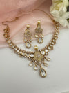 Kundan, Moissanite, MOP, CZ Flexible Gold necklace set, Indian Bridal Jewelry