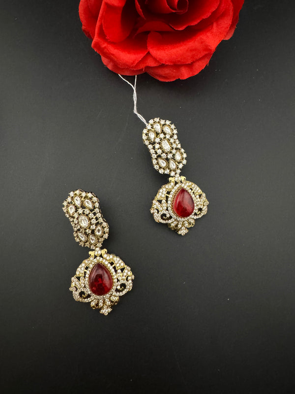 CZ, Kundan, Doublet Stone Chandelier Drop Earrings, Bridal, Moissanite, Designer jewelry