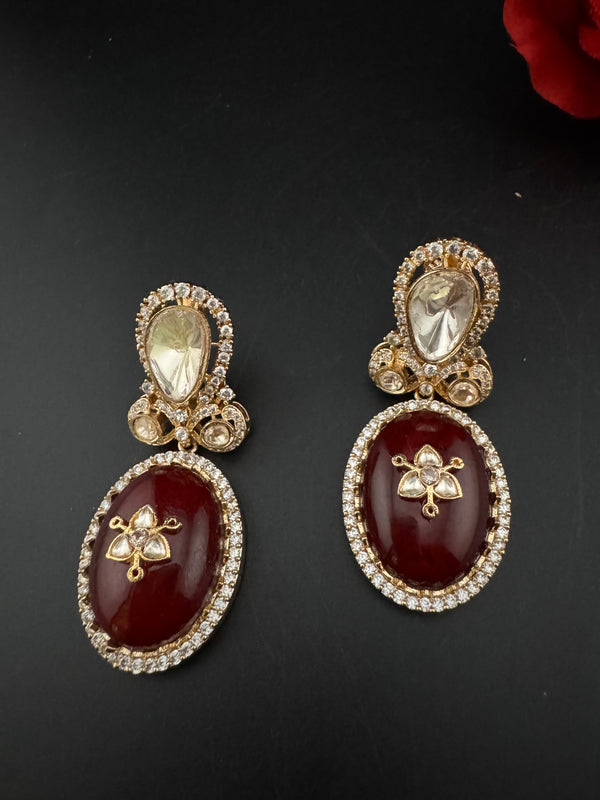 Green and Gold Kundan, Doublet Stone Chandelier Drop Earrings, Bridal, Moissanite, CZ, Designer jewelry