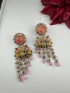 Matt Gold, kundan, Doublet stone, Pearls ChandBali Very long Earrings, Amrapali designer jewelry