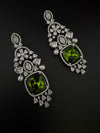 Champagne Cubic Zirconia Chandelier Long earrings with Pearls and Crystals