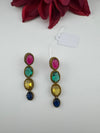 Matt Gold, stone Long Earrings, Multicolor, Bridesmaid Gift, Designer jewelry