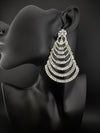 Premium Cubic Zirconia silver Chandelier Oversized earrings is designer Inspired, Statement Long earring, Bridal, Party, Wedding jewelry,