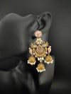 Amrapali inspired Matt Gold, Stone, Enamel, Pearl Oversized ChandBali Jhumka Earrings, designer jewelry
