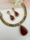 Stones, CZ/AD Gold Plated necklace set, Indian Bridal Jewelry set
