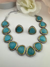 Stones, CZ Gold Plated Collar necklace set, Indian Bridal Jewelry set