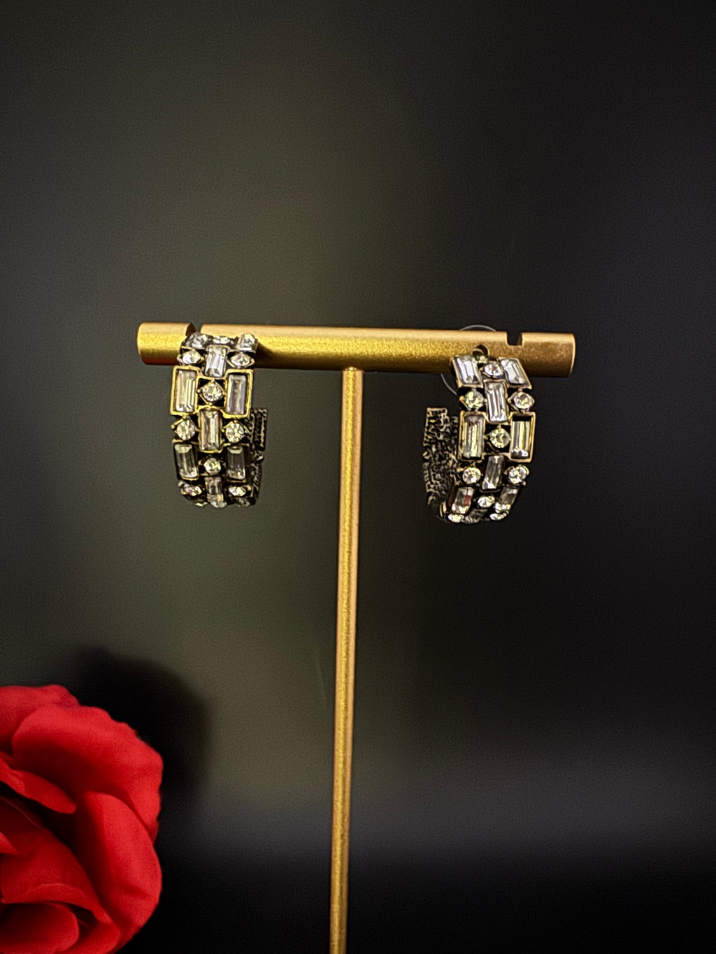 High Quality Premium Cubic Zirconia all around stones Open Hoop designer earrings/statement jewelry/Silver Hoop earrings/bridesmaid gift