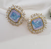 Gold Polish Crystal Stone Stud Earrings, Cubic Zirconia, AD, CZ, Indian Jewelry