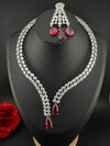 Crystals and CZ Diamond Statement front openable Hasli Necklace Set, Silver Plated Collar set