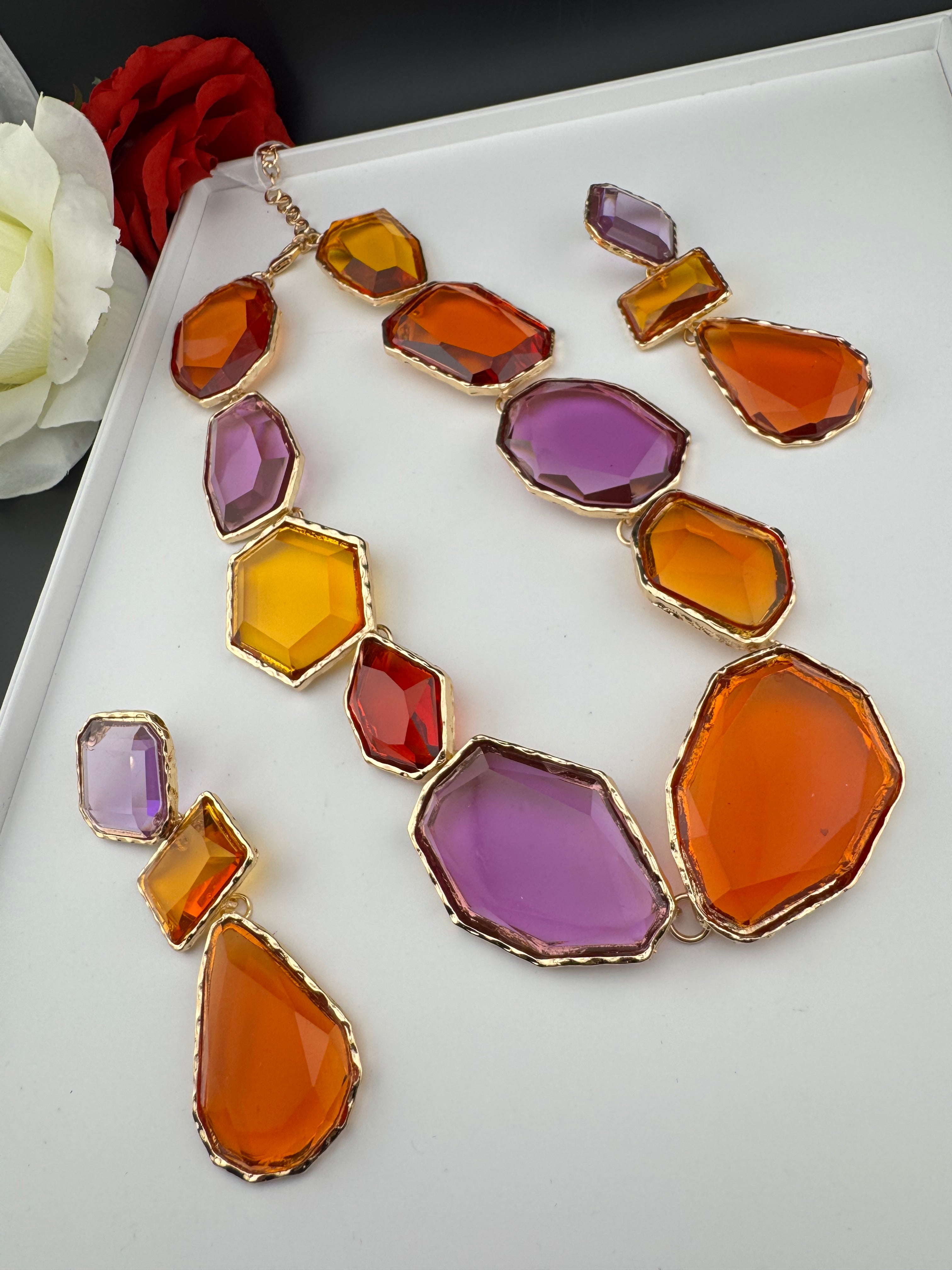 Premium Quality Contemporary NECKLACE ONLY/Clear necklace/Designer inspired/Indian jewelry/Sleek Necklace/everyday wear/handmade