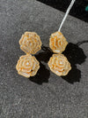 Crystal Stone in Rose Design long Earrings, Cubic Zirconia, AD, CZ, Indian Jewelry