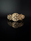 Moissanite Kundan, Pearl, CZ Designer Bracelet Bangle, Matt Gold Polish (Fits upto 2.6" Wrist)