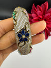 Openable Matt Gold Plated Bangle with Crystal Stones, CZ Nano Setting (Fits 2.6" Diameter)