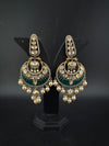 Green and Gold, pacchi Kundan, Pearls Chandelier Long Earrings, Bridal, Moissanite, CZ, Designer jewelry