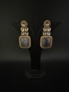 Gray and Gold Kundan, Stone Chandelier Drop Earrings, Bridal, Moissanite, CZ, Designer jewelry