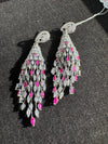 Swarovski inspired Crystal, cubic zirconia, diamonddangle long earrings, Indian Jewelry