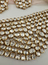 Kundan, Moissanite, CZFlexible Gold Bridal necklace set, Indian Bridal Jewelry