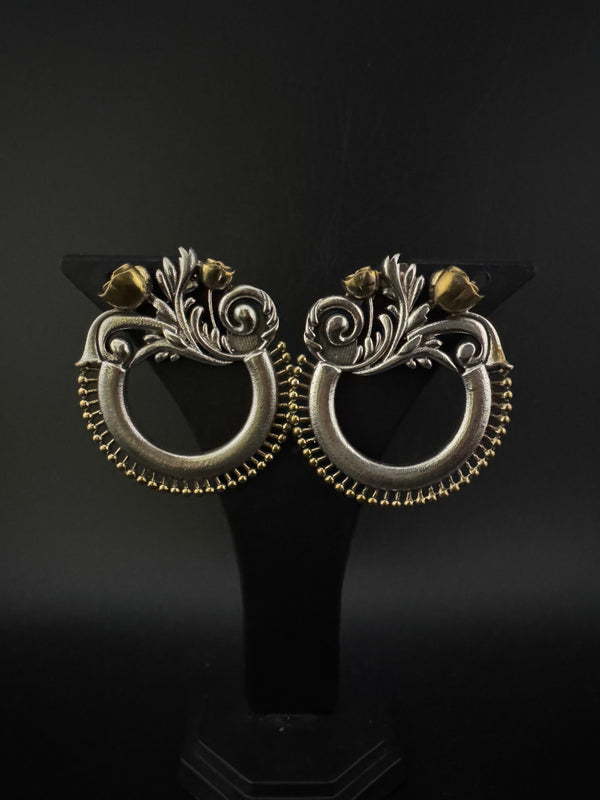 Oxidized Oversized Stud Earrings, Boho Ethnic Jewelry, designer jewelry