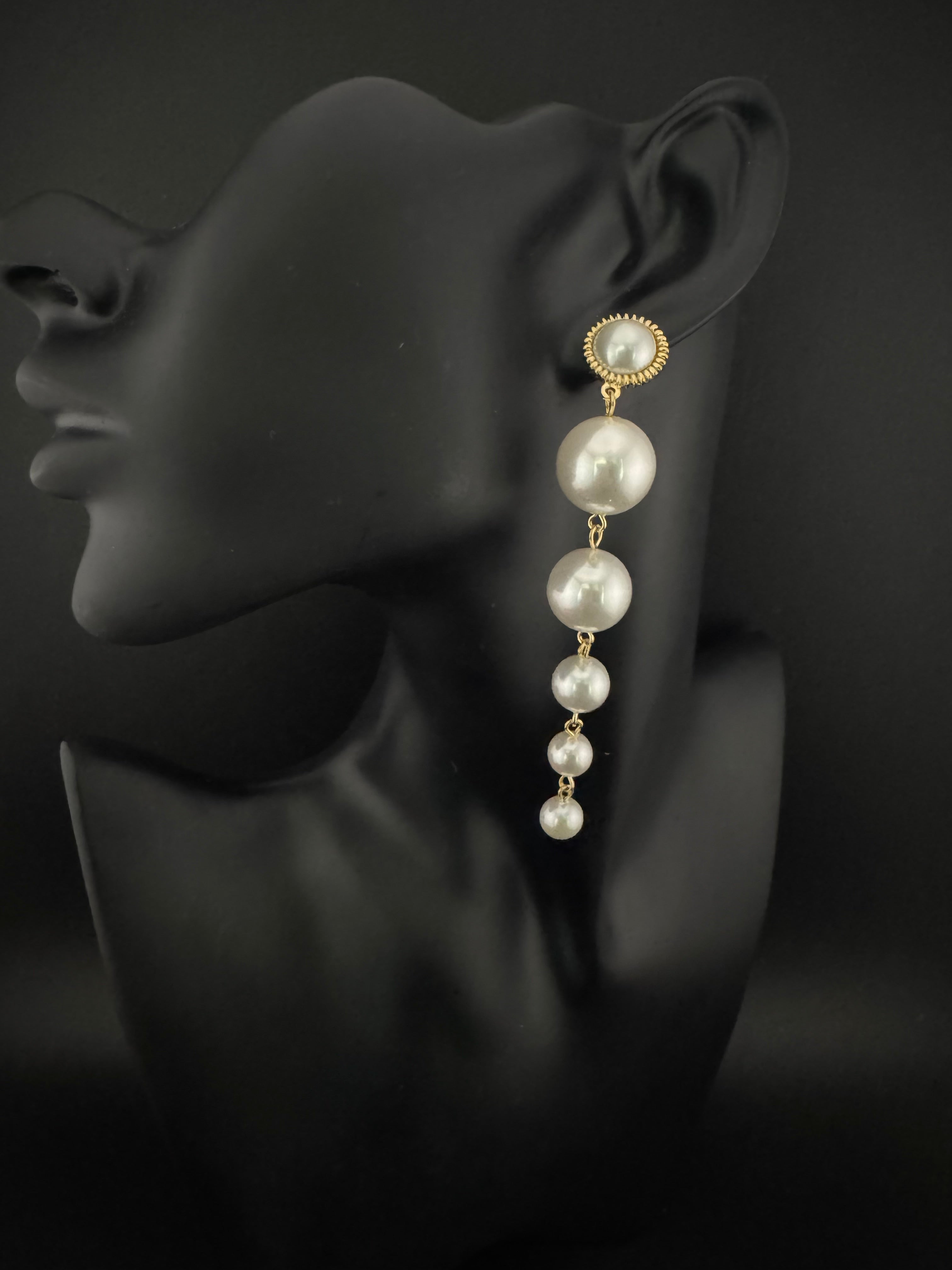 Premium High Quality Pearls long drop earrings is designer inspired/Long pearls Earrings for party wear/Bridesmaid gift/wedding jewelry