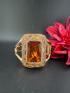 Turkish Jewelry, Crystal, CZ, Stones Oversized Cuff Bracelet Bangle, Gold Polish (Fits 2.6" Diameter)