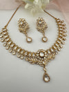Moissanite Kundan Gold necklace set, Indian Bridal Jewelry set