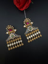 Amrapali inspired Matt Gold, kundan, Enamel, Oversized ChandBali long Earrings, designer jewelry