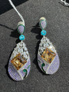 Swarovski inspired Crystal, cubic zirconia, diamonddangle earrings, Indian Jewelry