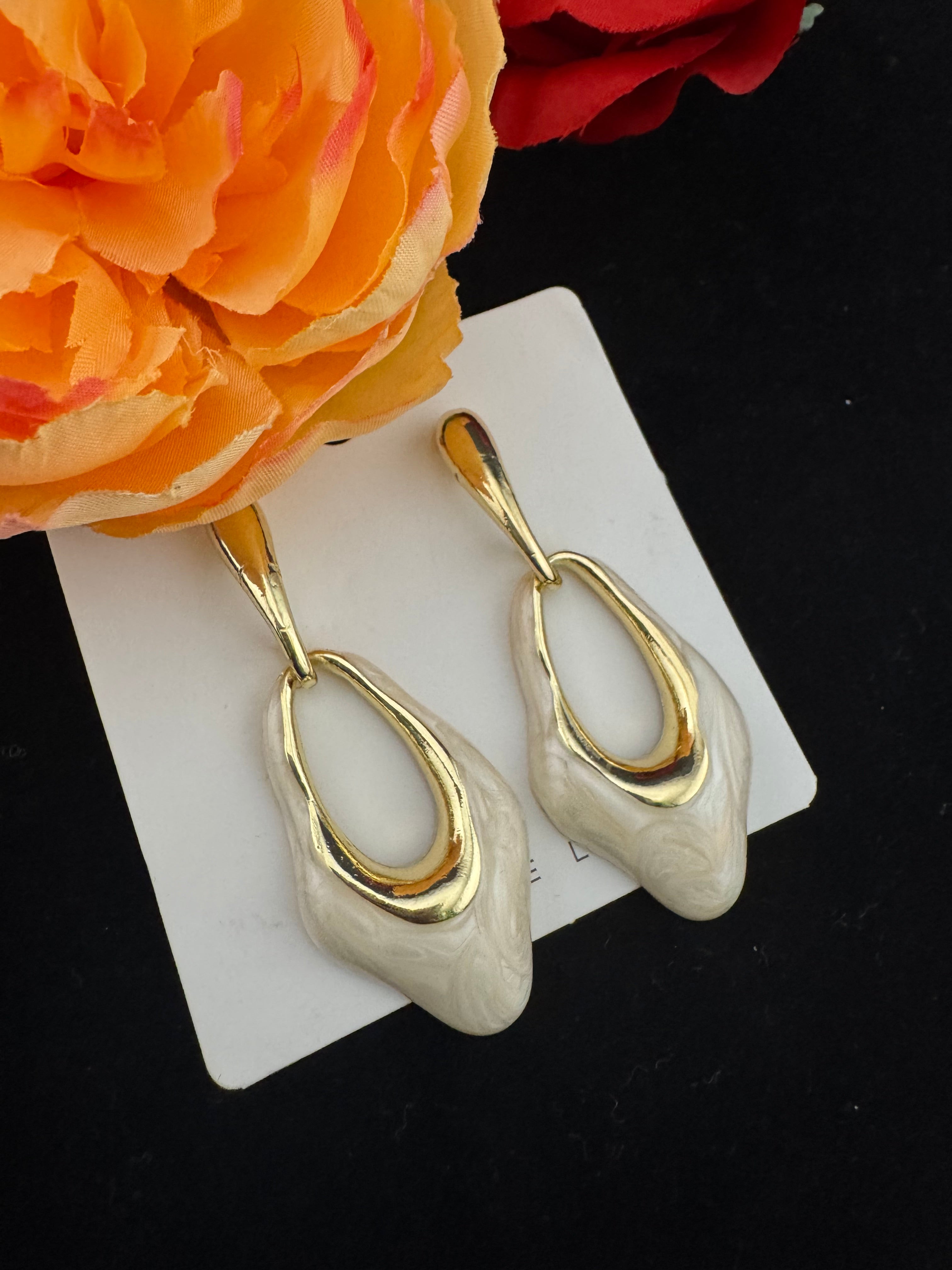 High Quality Premium Enamel and gold Designer Drop Earrings
