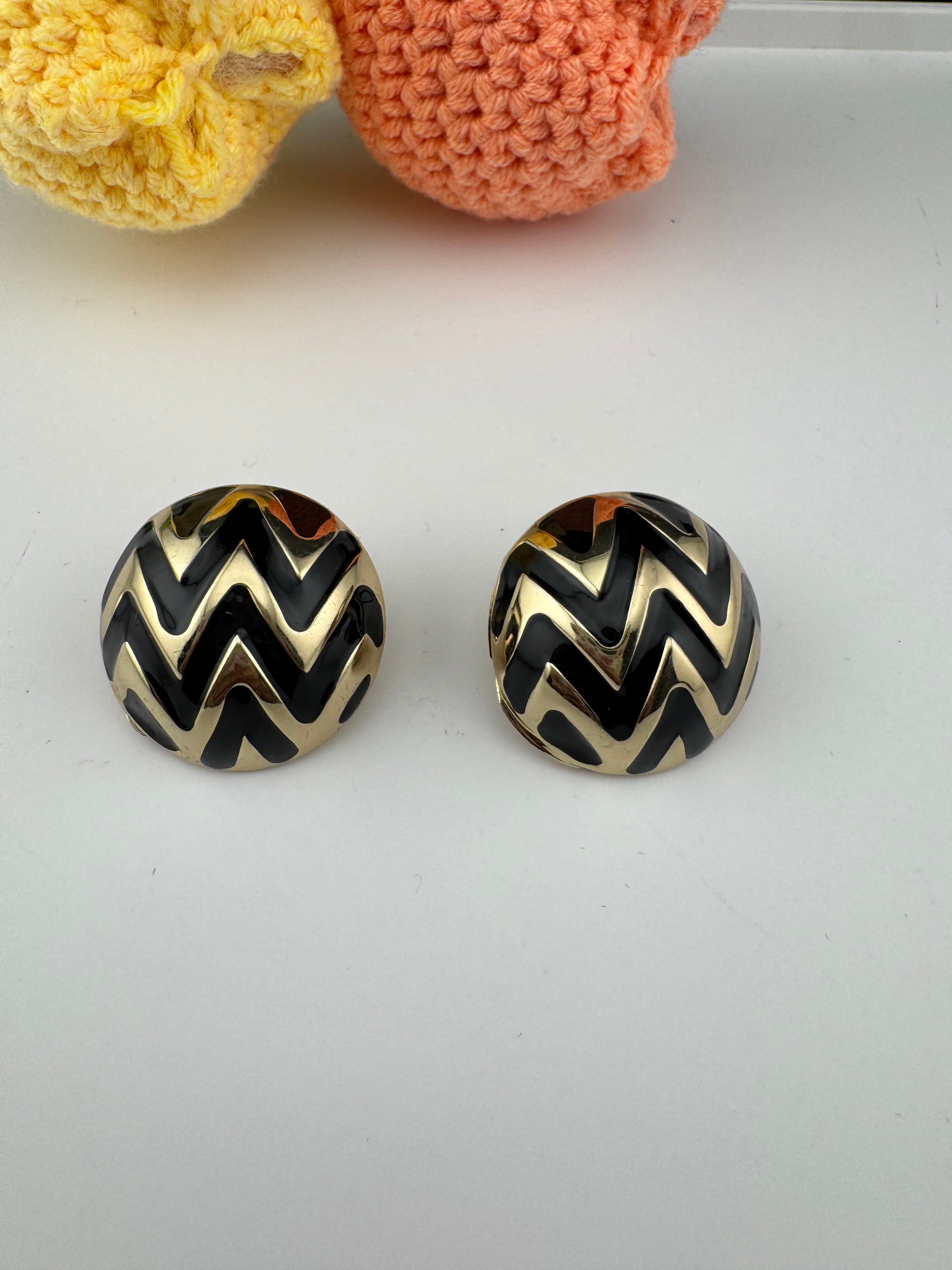 High Quality Enamel and gold designer Oversized Stud earrings, Unique statement earrings