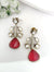 Designer inspired, Doublet stone uncut kundan and CZ chandbali Drop earrings, Indian Jewelry