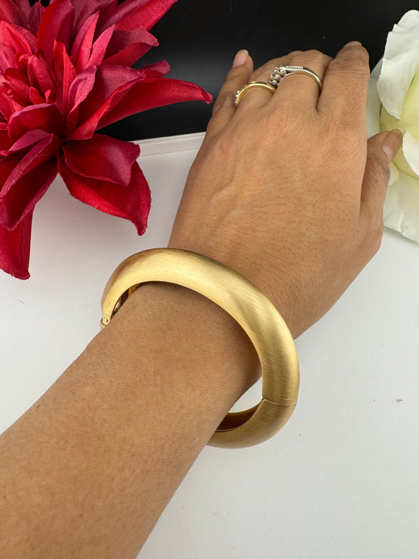 Brushed finished Gold Cuff Bracelet Bangle, Anti Tarnish, fits sizes upto 2.6"