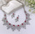 Ruby Swarovski Crystals and CZ Diamond all over Necklace Set, White Gold Plated set