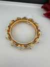 Moissanite Kundan, Enamel, CZ Rajwadi Pacheli Bracelet Bangle Kada, Gold Polish(fits 2.6" wrists)