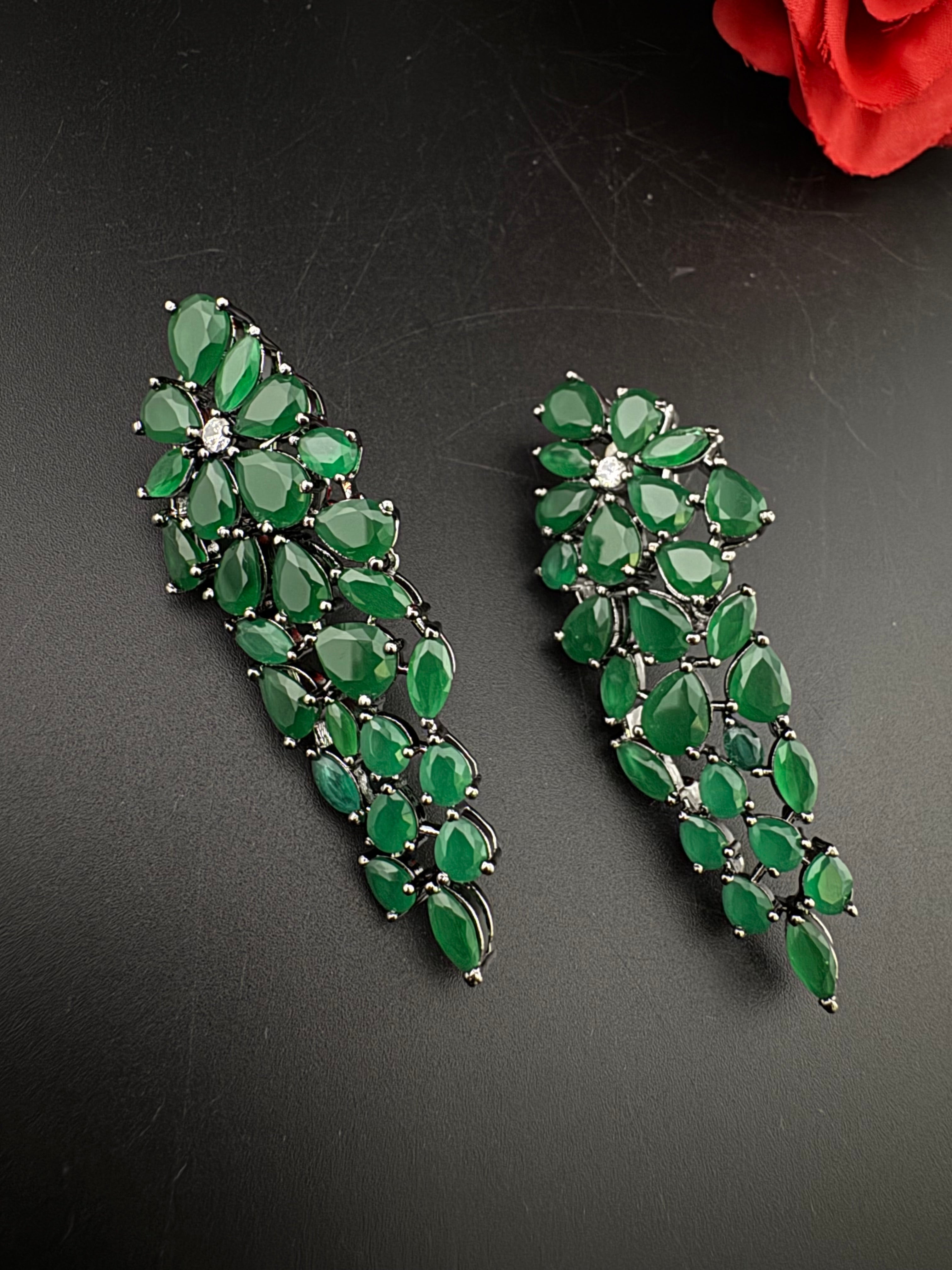 Premium Cubic Zirconia and stones Chandelier Long Victorian earrings is designer Inspired, Statement Long earring, Bridal, Party jewelry